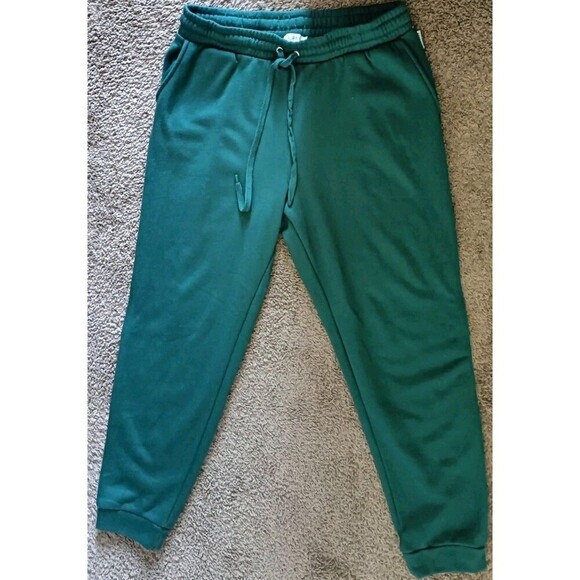 Rae Dunn Ankle Jogger Sweatpants Size XL Green Fleece Lined Drawstring Pockets - Picture 6 of 6